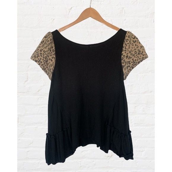 Anthropologie Leifsdoittir Leopard Sleeve Knit Wool Cashmere Twee Top Side Small - Picture 2 of 6